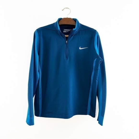 Nike Golf Tour Performance Mens Medium Blue 1/4 Zip Pullover Jacket Blue - Picture 1 of 5